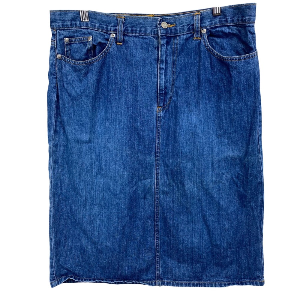 Old Navy Outlet Vintage Women's 12 Blue Denim Midi Skirt Straight Casual Y2K VTG